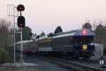 The rear of train 956 passes the CP Hunt after leaving the station